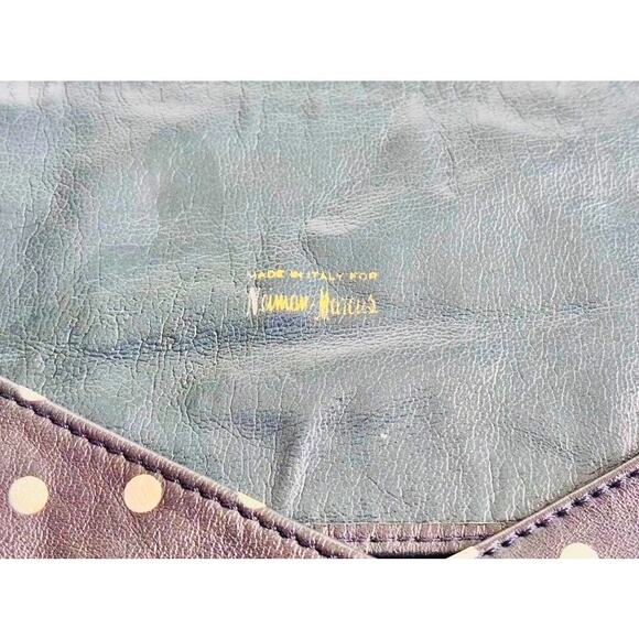 Vintage Neiman Marcus Made in Italy Navy Polka Dot Wide Waist Belt Medium